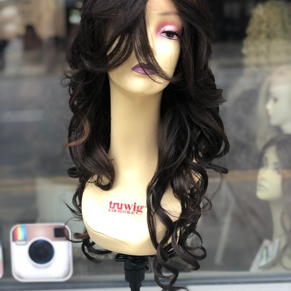 Long brown Highlights Wig 13X6 Freepart fullcap